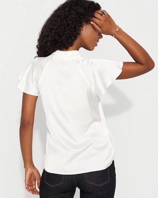 Flutter-Sleeve Satin Shirt click to view larger image.