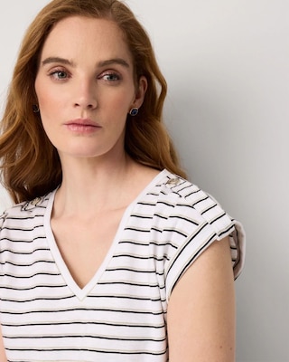 V-Neck Tee with Epaulets click to view larger image.