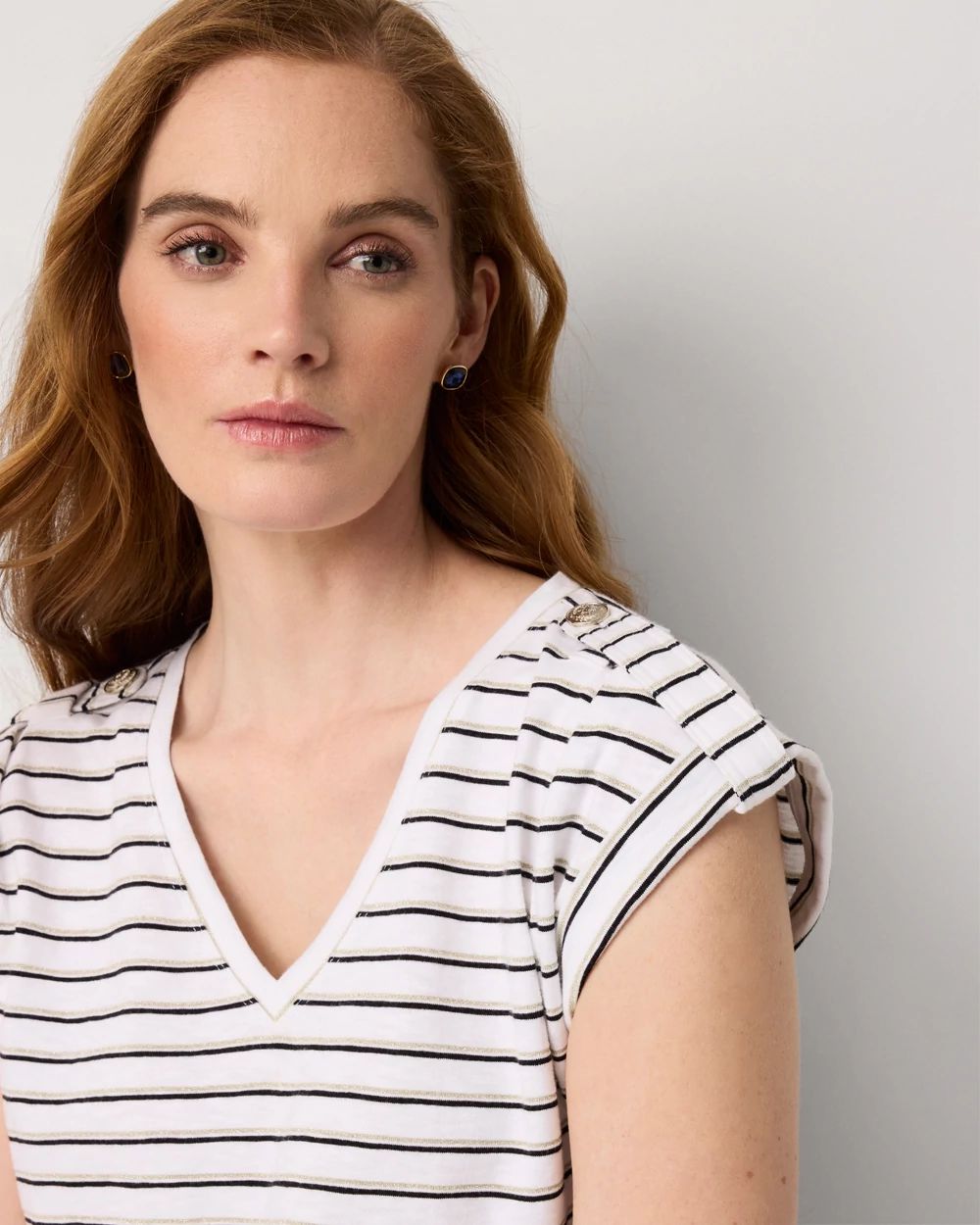 V-Neck Tee with Epaulets