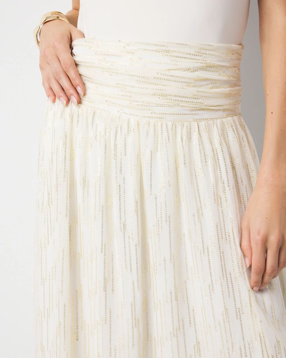 Shirred Waist Maxi Skirt