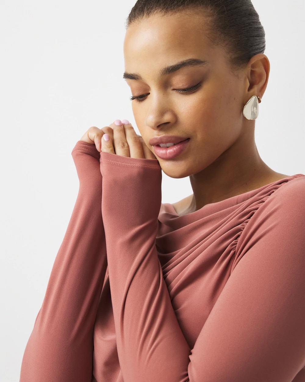 Cowl Neck Long Sleeve Top