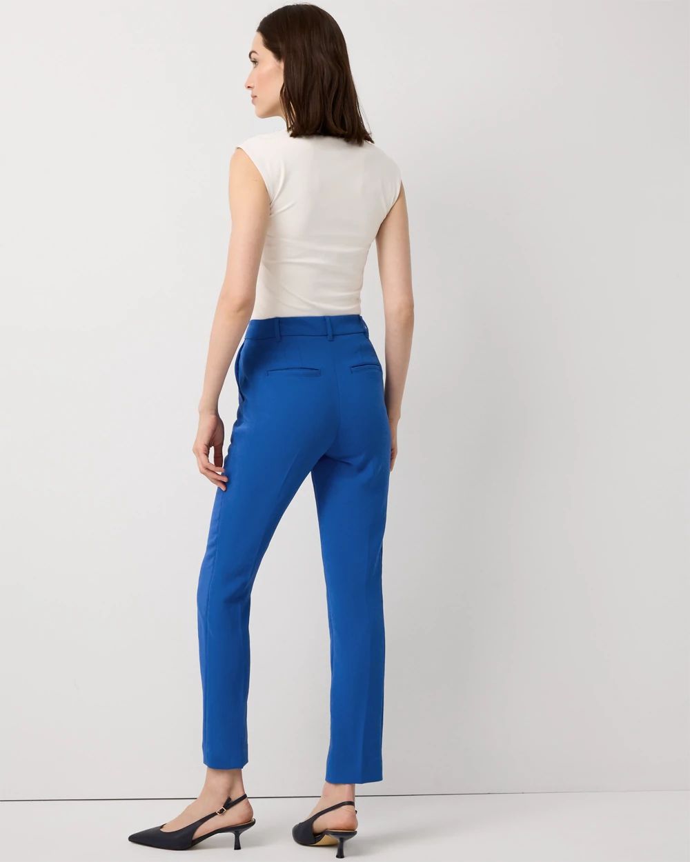 Petite Crepe High Rise Elle Slim Ankle Pant