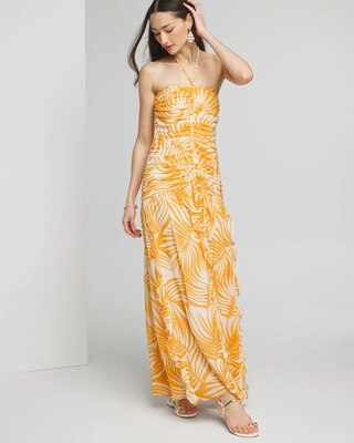 Halter Braid Ruched Maxi Dress