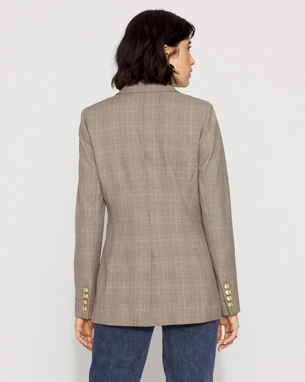 Plaid Double-Breasted Blazer