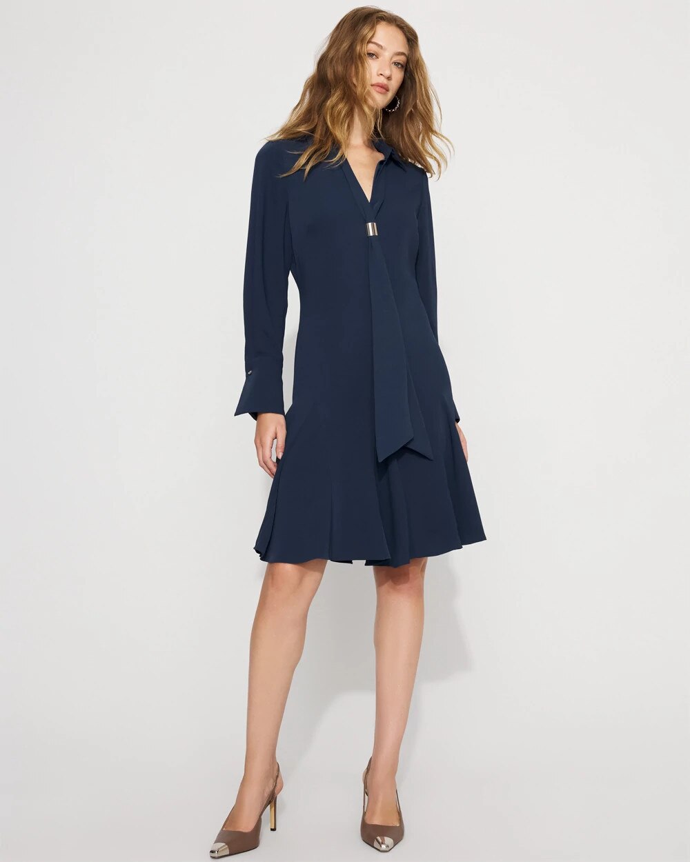 tie neck shirt dress