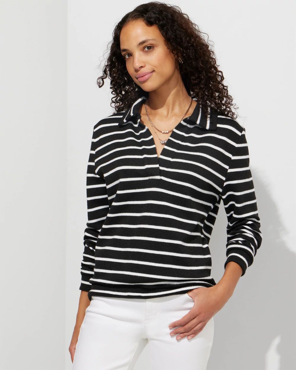 Outlet WHBM Johnny Collar Soft Polo Pullover