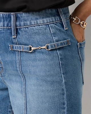 Horsebit Detail High Rise Denim Short click to view larger image.