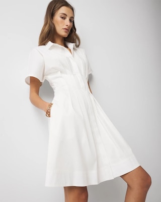 Petite Poplin Corset Shirt Dress