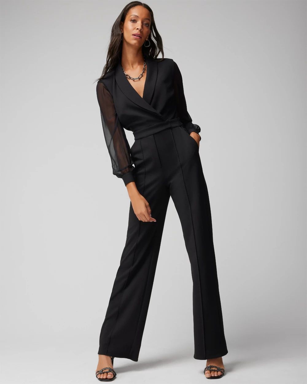 Long Sleeve Sheer Sleeve Jumpsuit