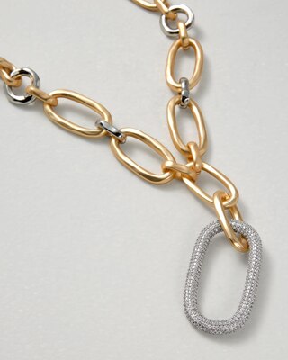 Mixed Metal Pavé Link Necklace