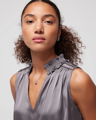 Satin Ruched Neck Shell