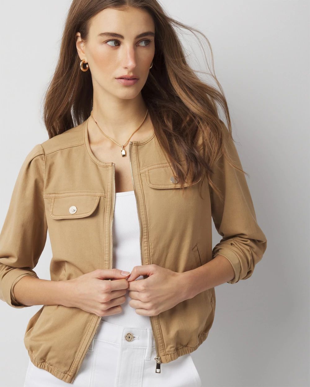 Puff Sleeve Bomber Jacket