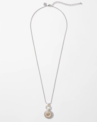 Mixed Metal Pave Coin Pendant Necklace