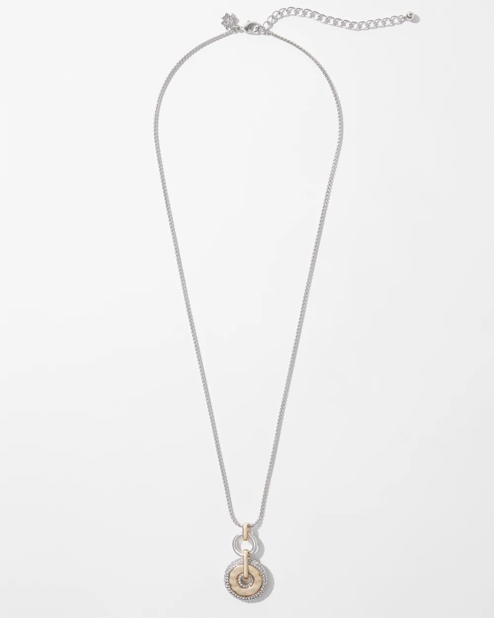 Mixed Metal Pave Coin Pendant Necklace