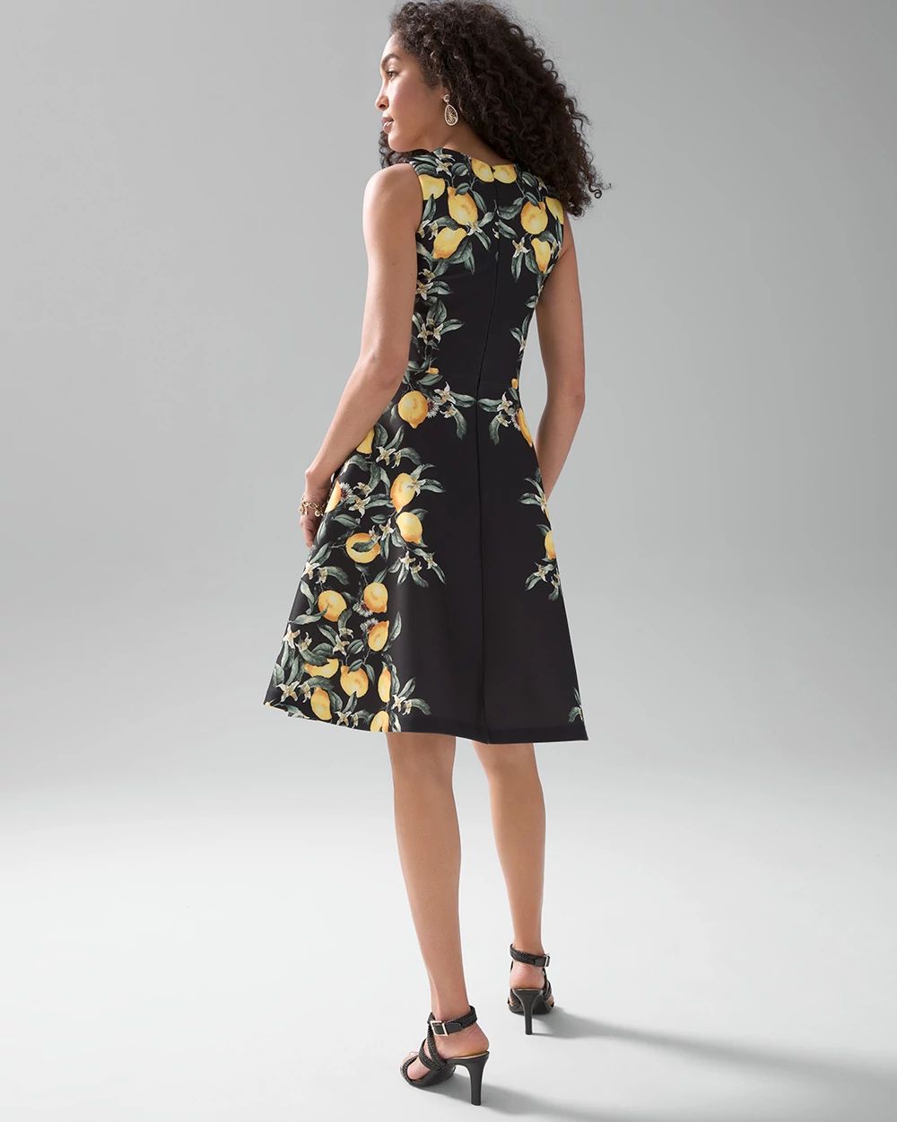 Lemon + Black Scuba Knit Fit & Flare Dress