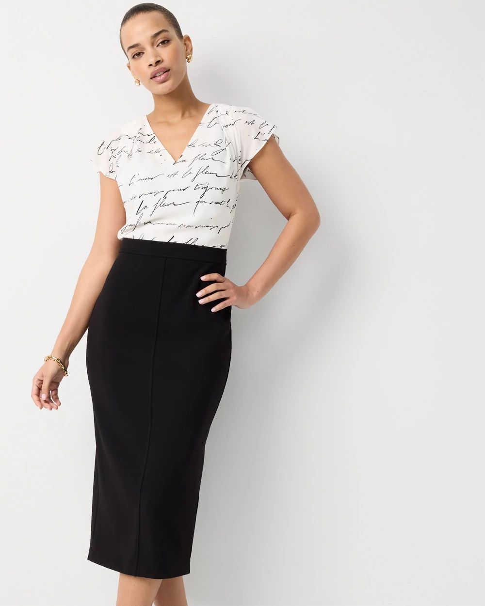 Satin Blouse Sheath Dress