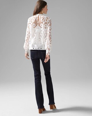 Mock Neck Lace Blouse