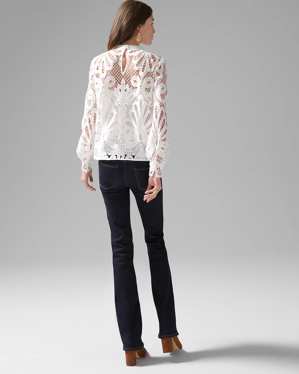 Mock Neck Lace Blouse