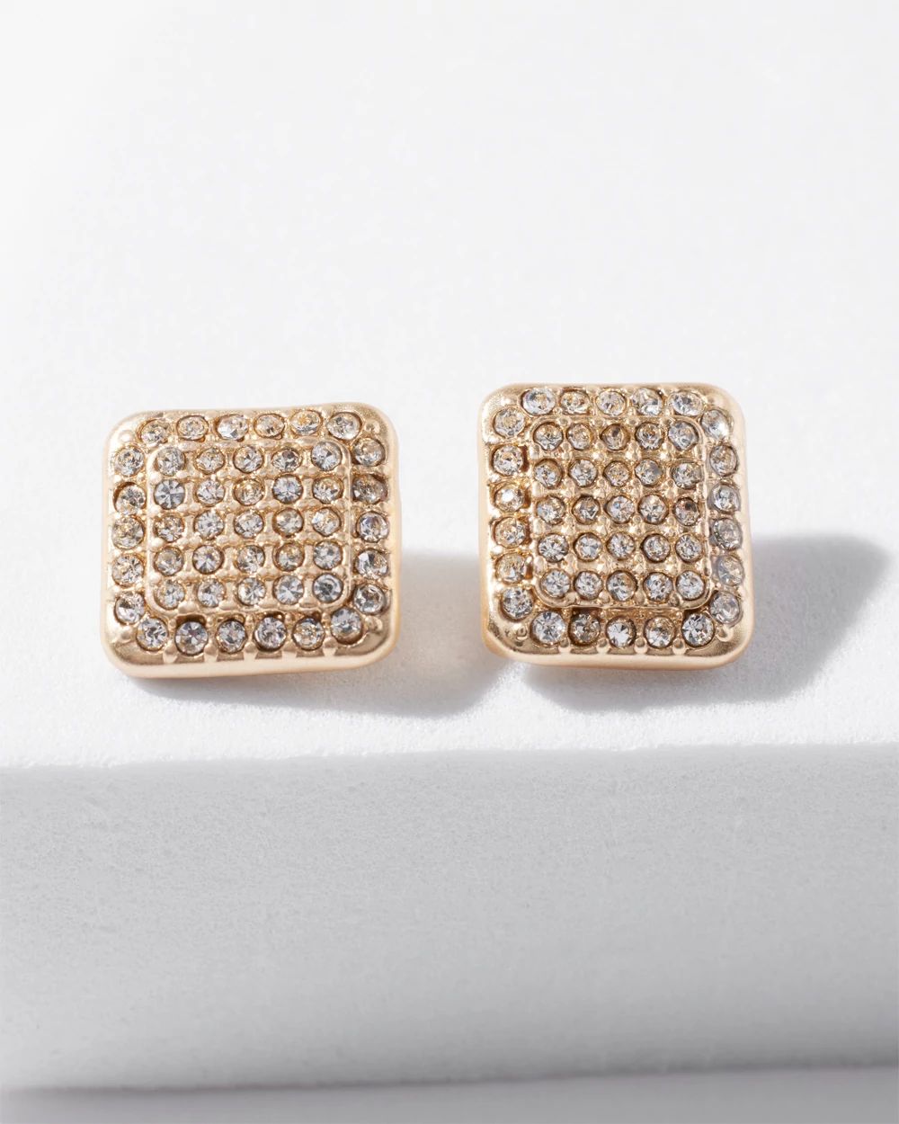 Gold Pave Crystal Stud Earrings