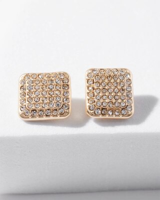 Gold Pave Crystal Stud Earrings