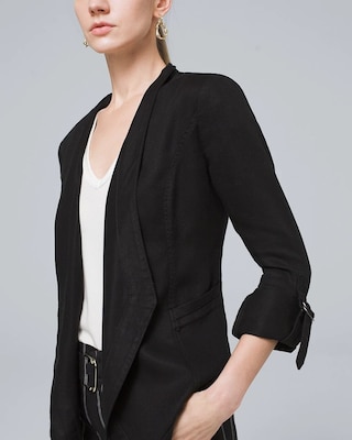 Drape-Front Roll-Sleeve Jacket