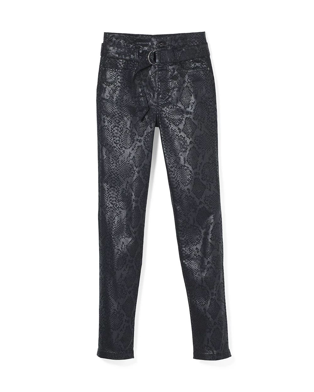 Extra High-Rise Snake Print Coated Slim Ankle Jeans click to view larger image.
