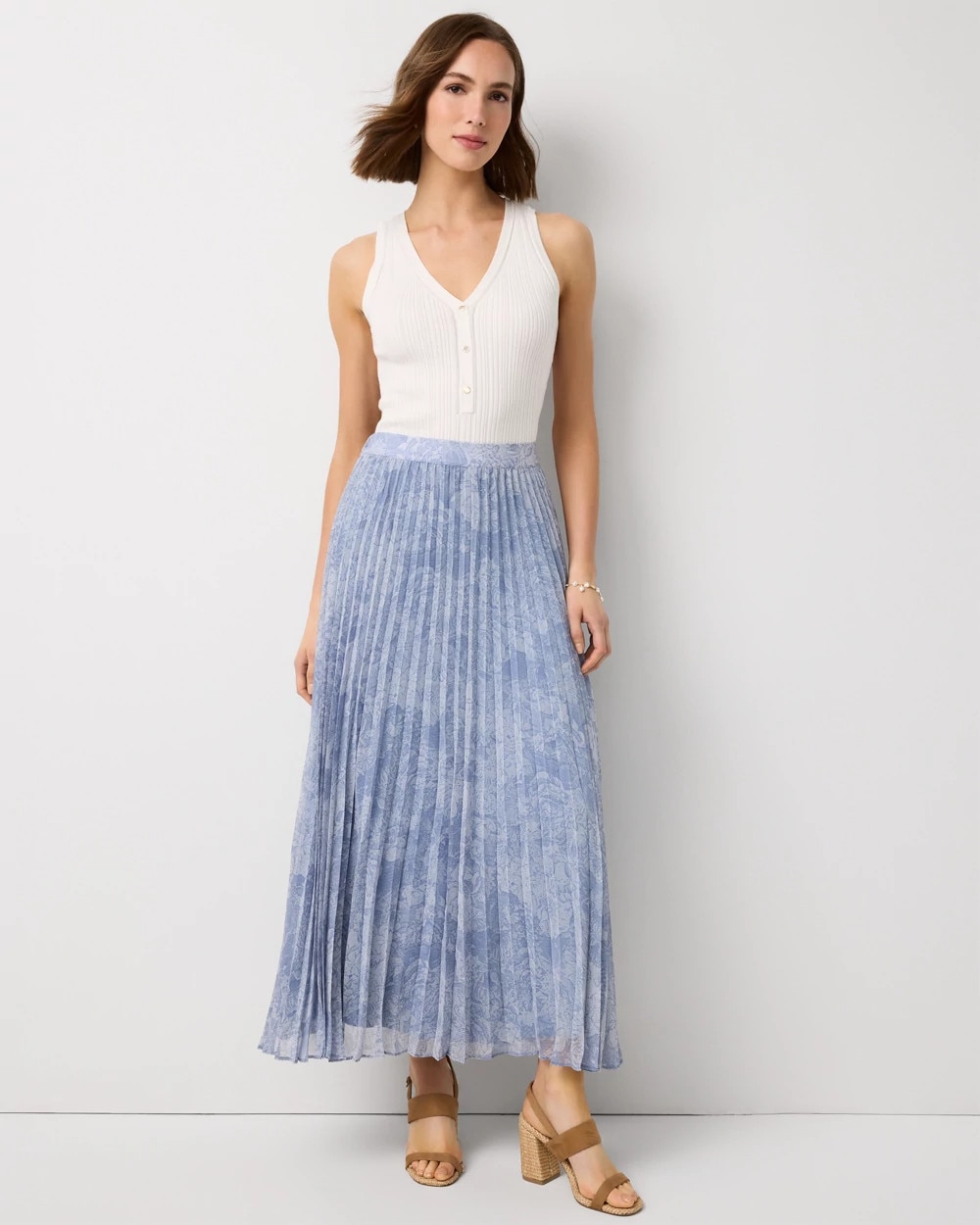 Pleated Chiffon Maxi Skirt