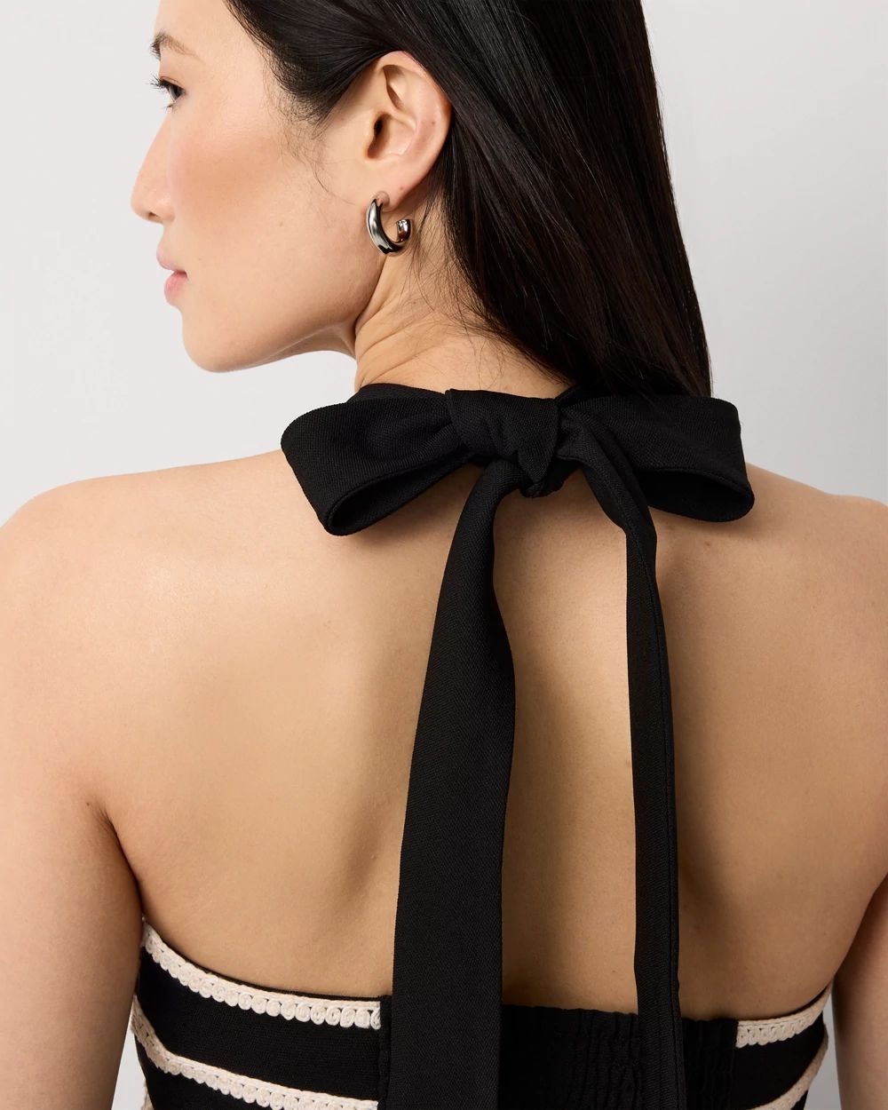 Petite Embroidered Halter Jumpsuit