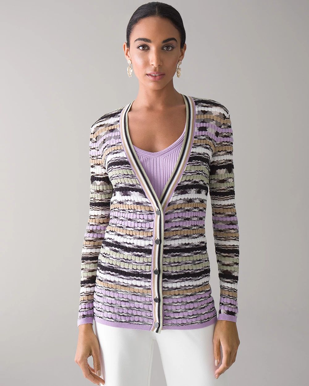 Petite Multi-Stripe Cardigan