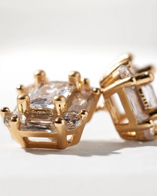 Goldtone Crystal Stud Earrings
