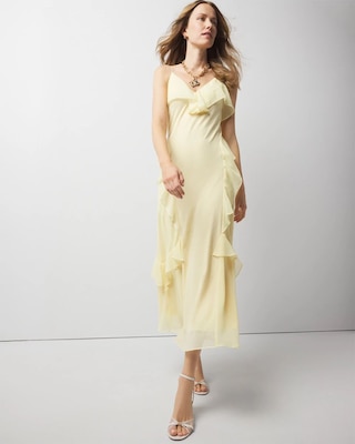 Petite Chiffon Ruffle Slip Dress