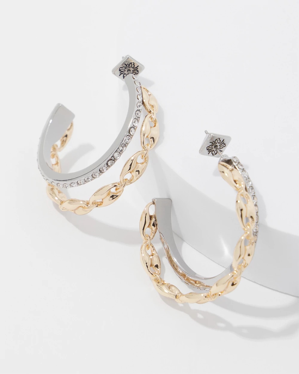 Mariner Links & Pavé Double Hoop Earrings