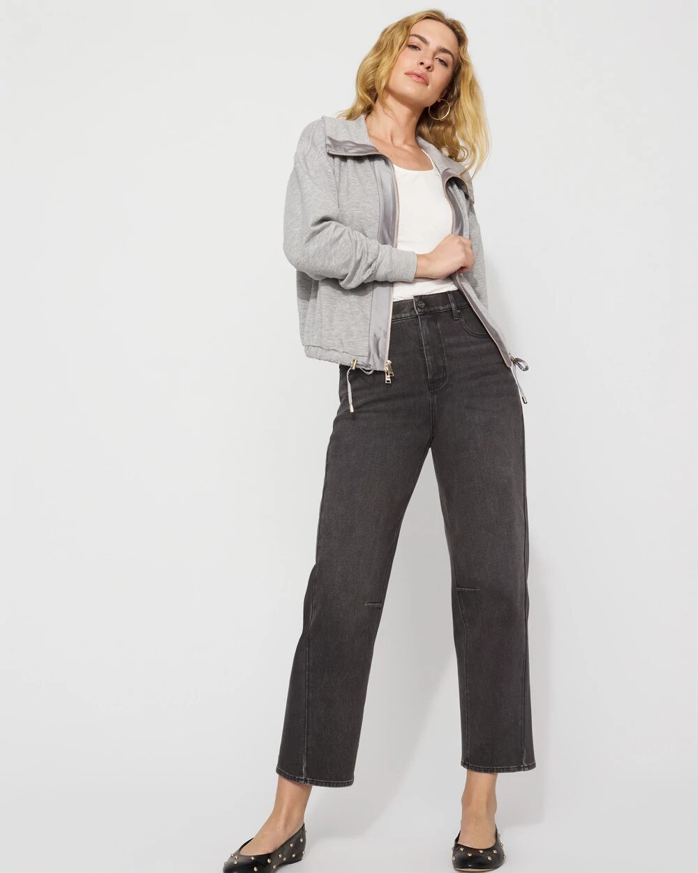 Satin-Trim Knit Jacket - image 2