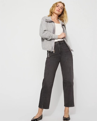 Satin-Trim Knit Jacket click to view larger image.