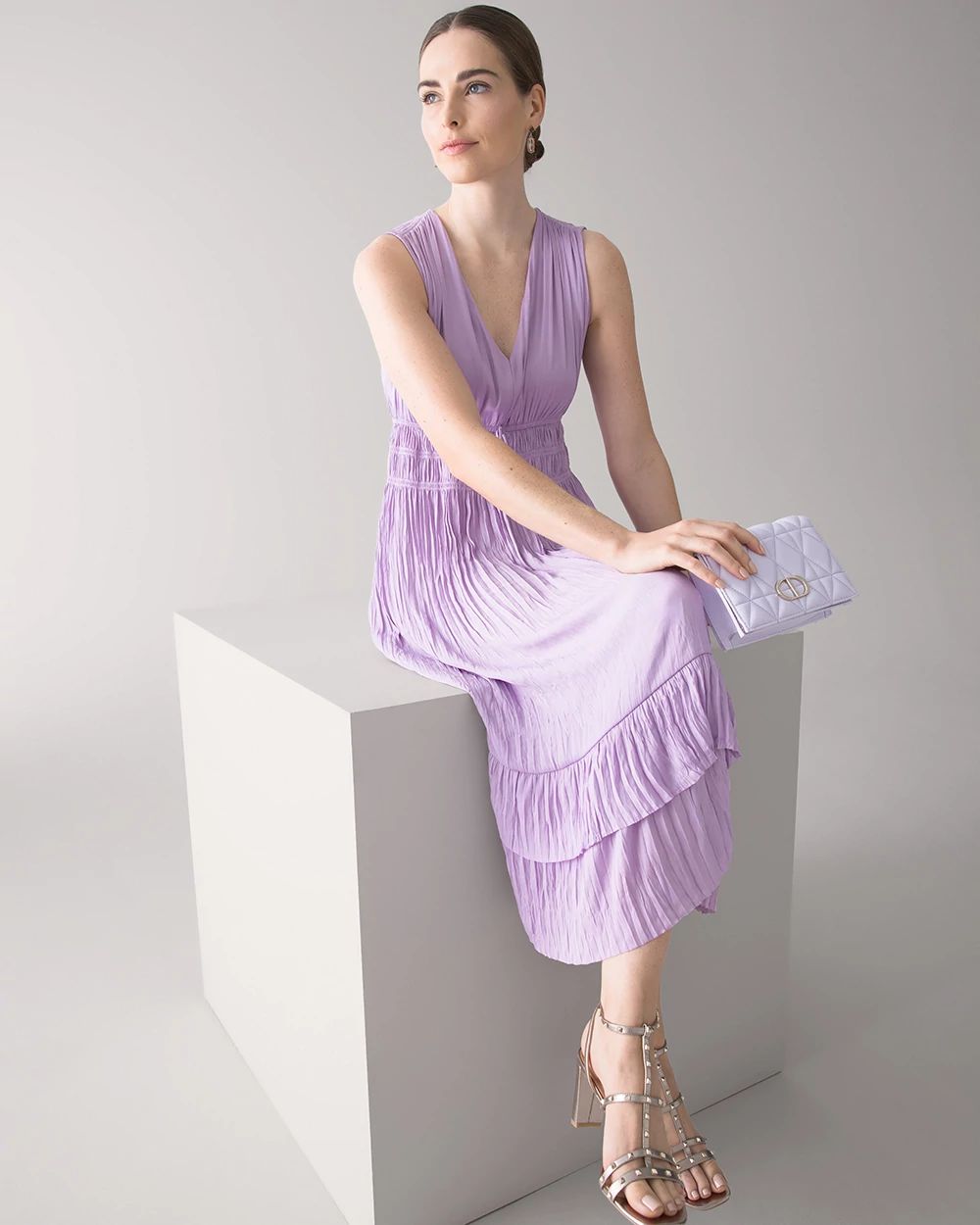 Sleeveless Satin Midi Dress