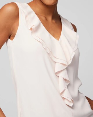 Sleeveless Ruffle Front Shell