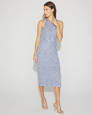 Space-Dye Ribbed Midi Dress with Lurex