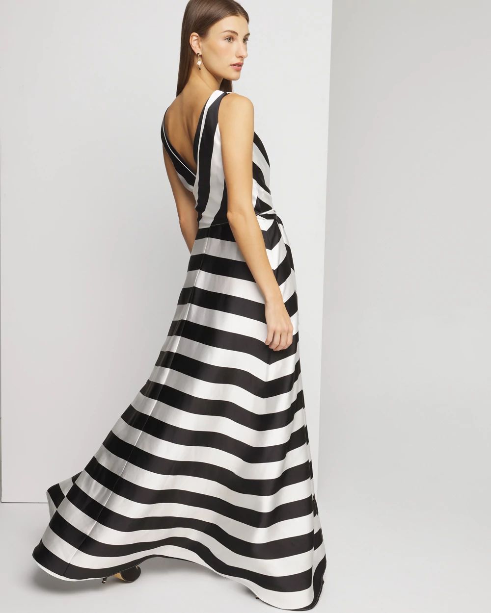 Petite Sleeveless Stripe Fit & Flare Gown