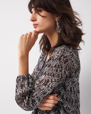 Printed Ruffle Front Blouse click to view larger image.
