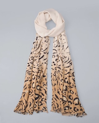 Animal-Print Studded Oblong Scarf