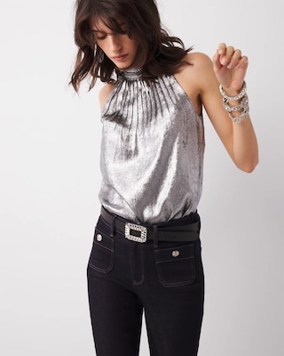Halter Pleated Shell Top