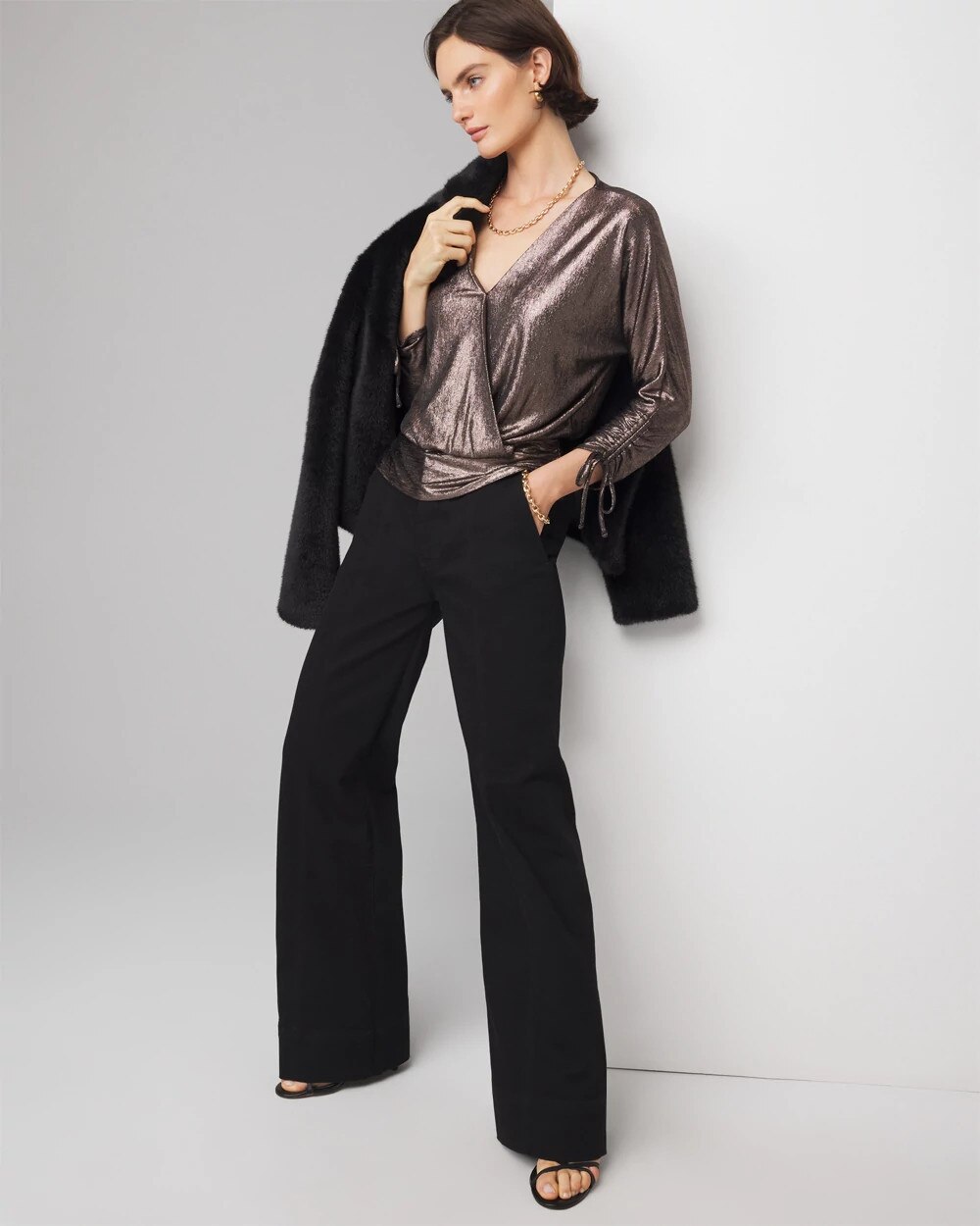 Metallic Surplice Top - image 2