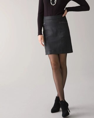 Coated Denim Chain Trim Skirt