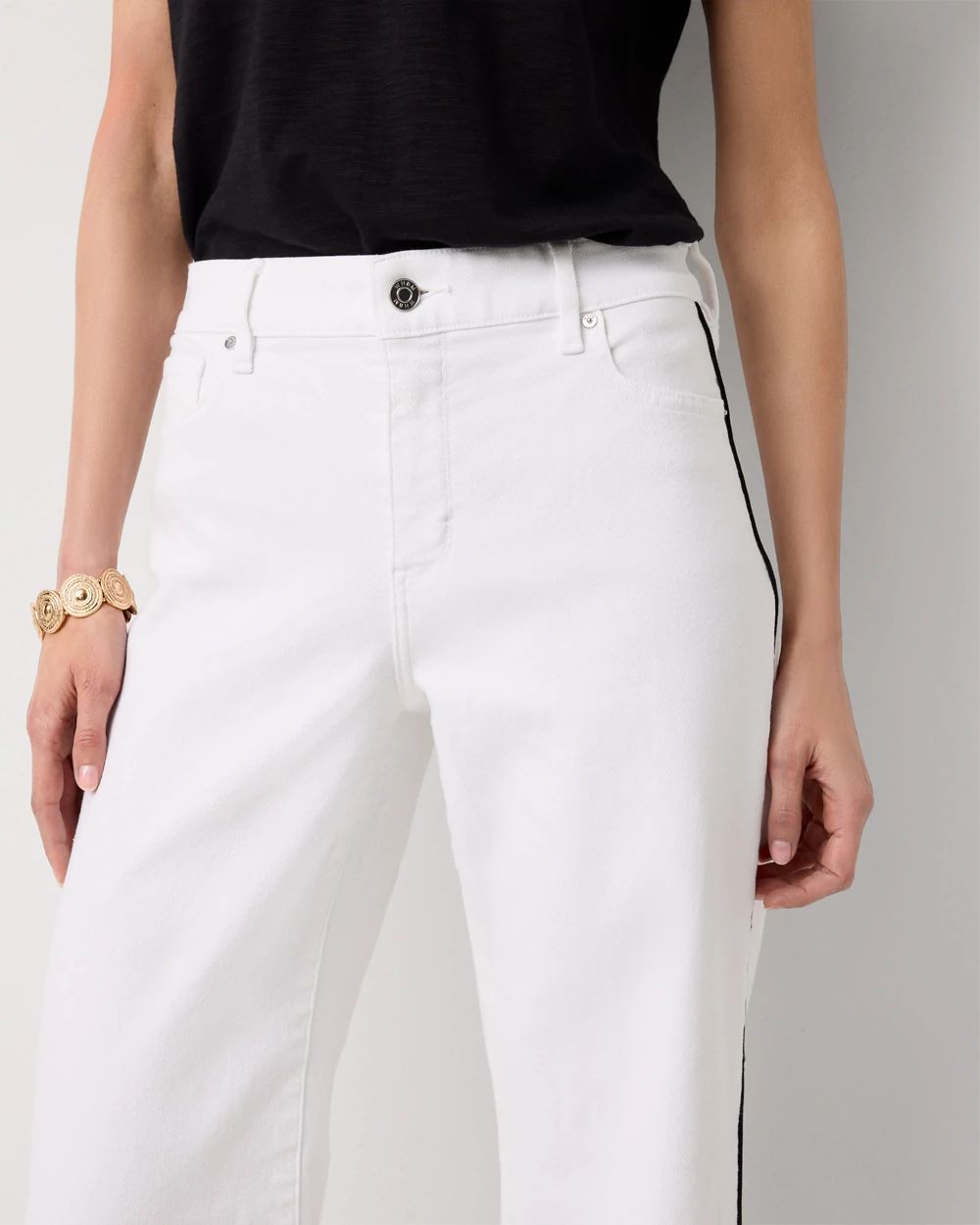 Piping Detail High Rise Wide Leg Jean