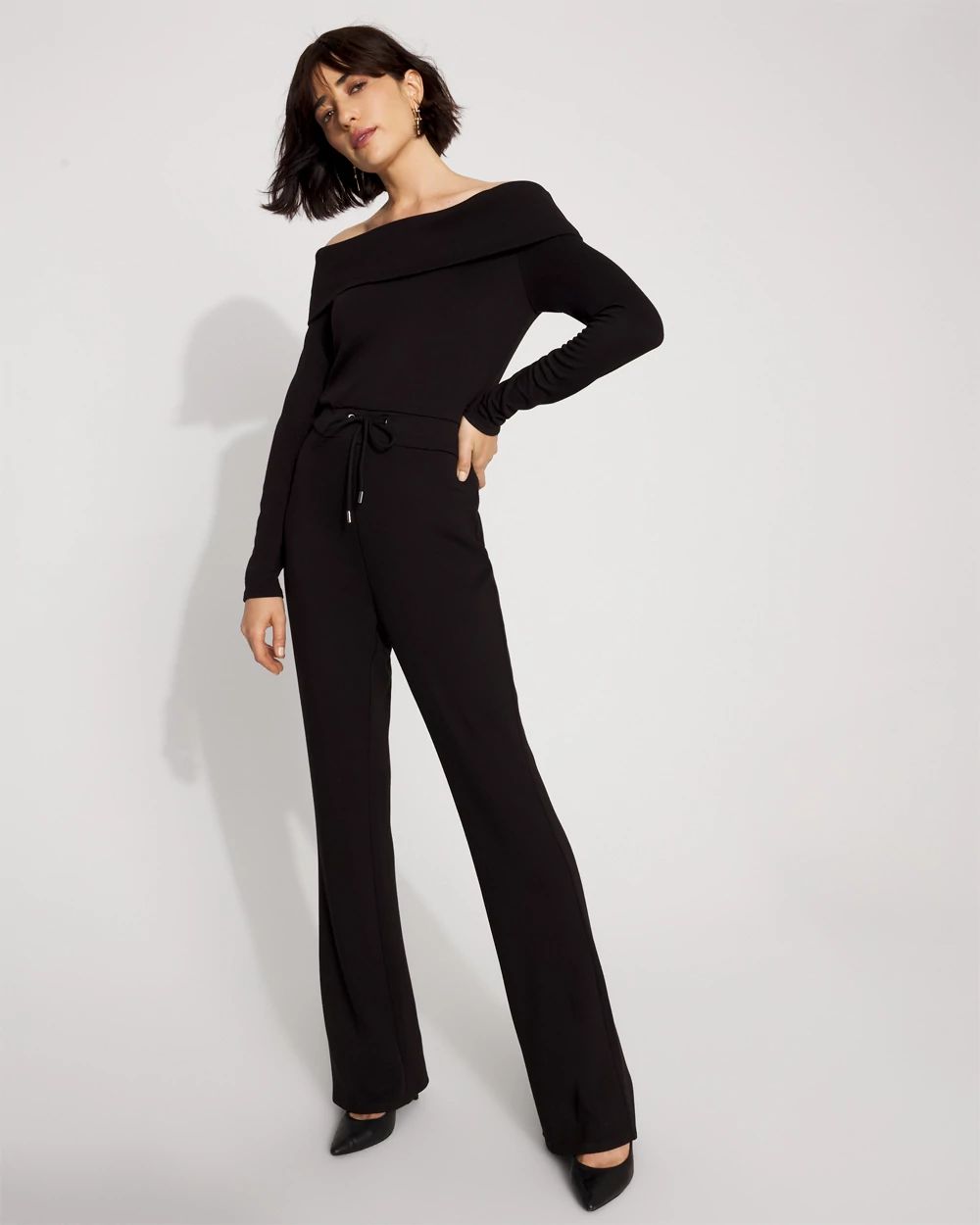 Petite Off-The-Shoulder Fold-Over Jumpsuit