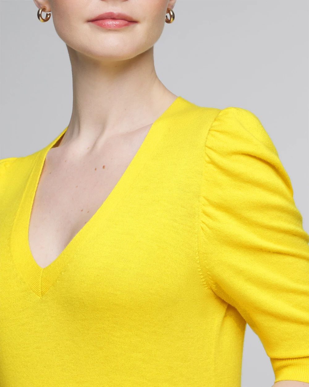Cashmere Blend Puff Sleeve Sweater