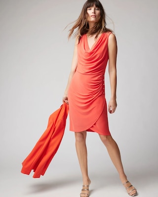 Sleeveless Matte Jersey Shirred Dress