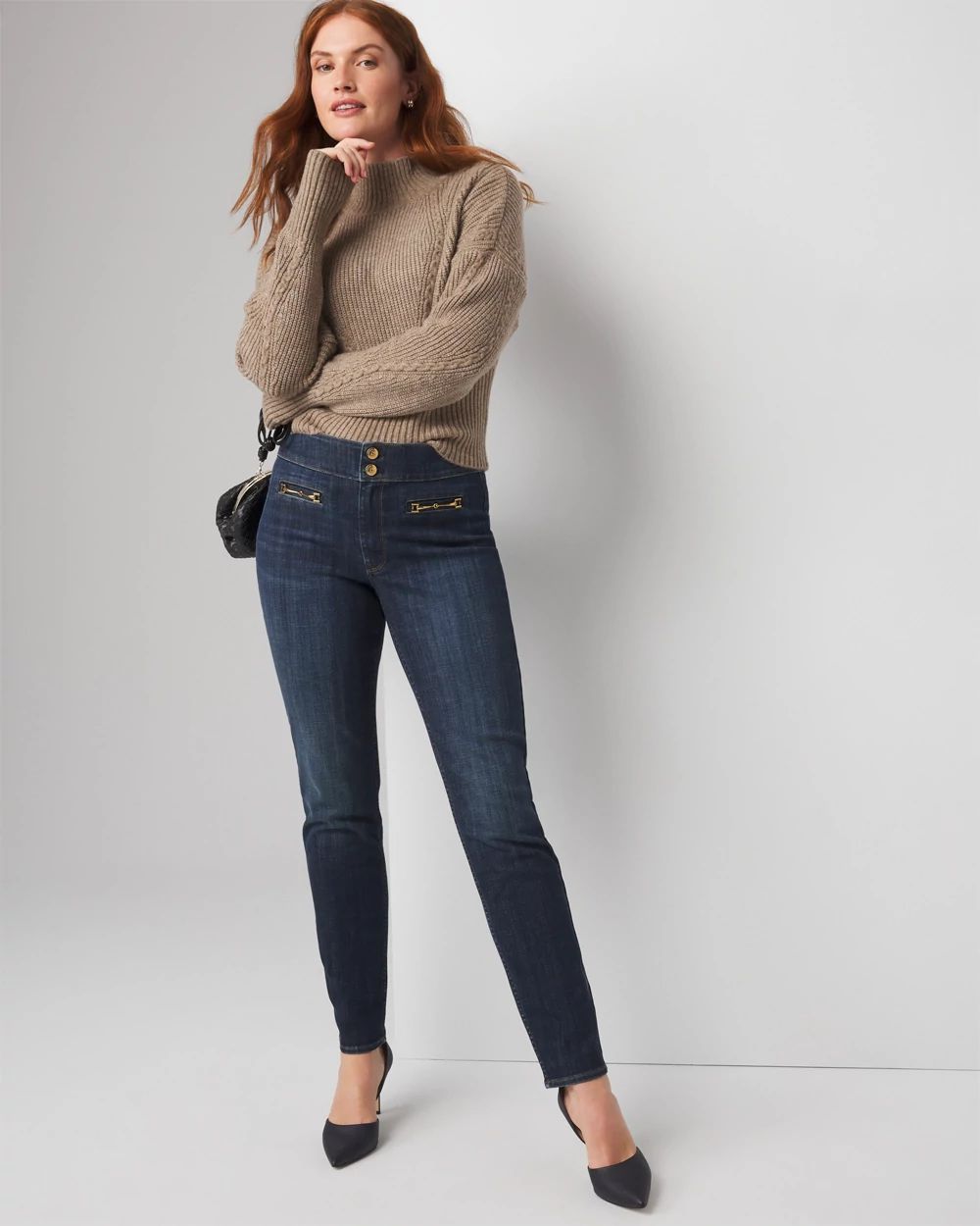 Curvy High-Rise Horsebit Slim Jeans