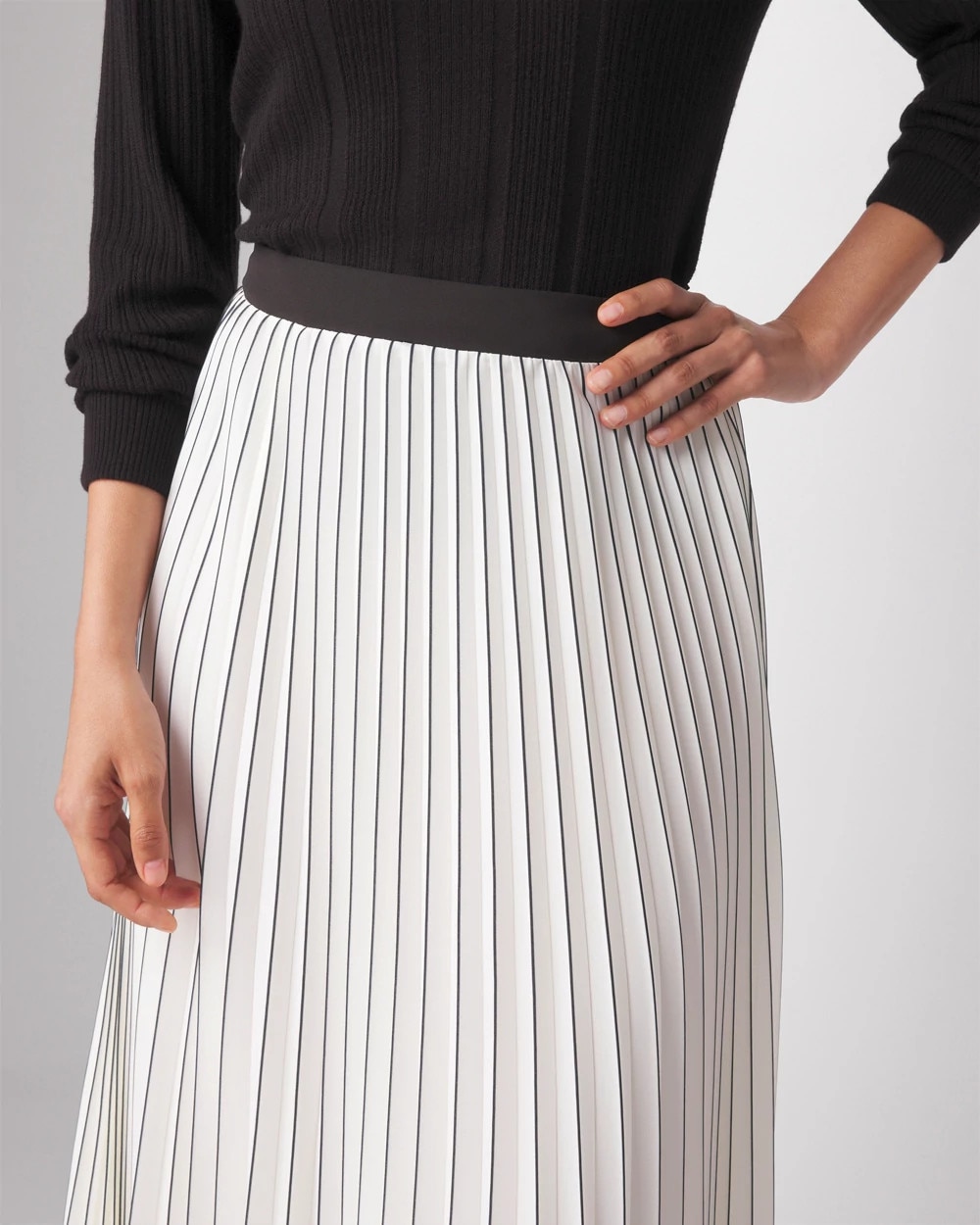 Smocked Pleated Midi Skirt