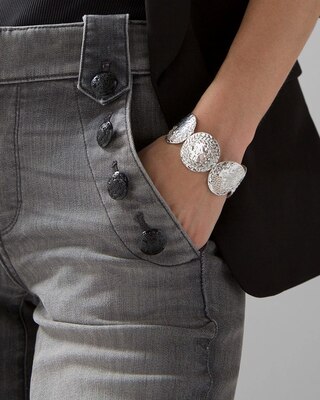 Silver Coin Pavé Bracelet